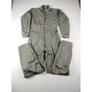 Military Pilot Coveralls‎ Men's 38L Green Vintage 1985 USAF Fire Resistant